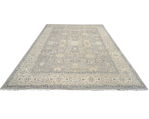 12x15 Zeigler Gray Afghan Hand Knotted Wool Area Rug